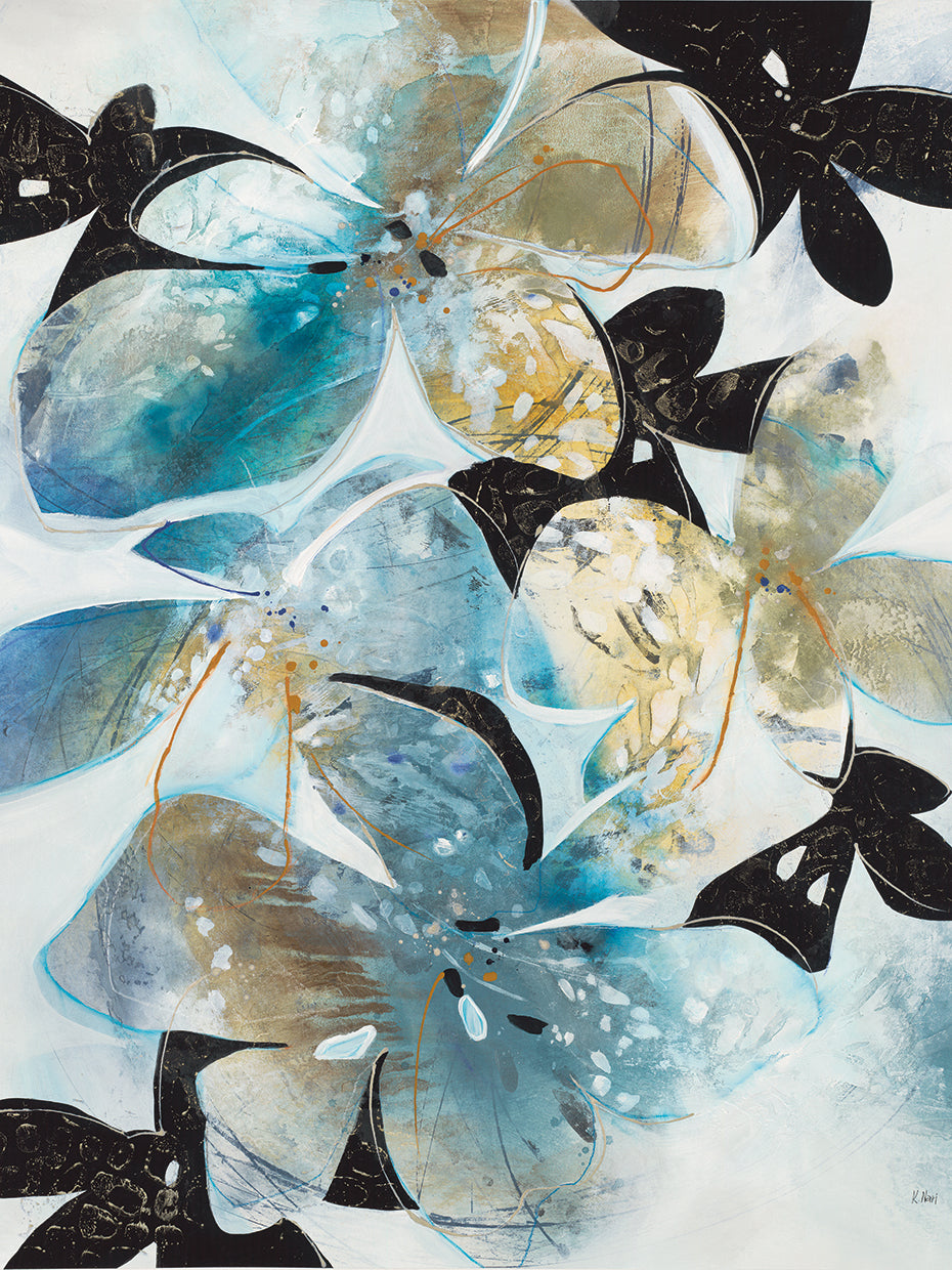 Jazzy Petals by K. Nari - larger sizes handcrafted wall art work on large canvas & framed canvas prints