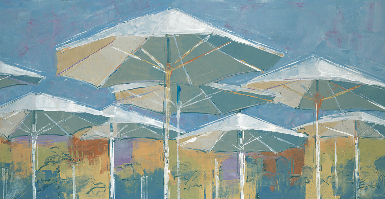 Gathering at Beach Comber Café by John Burrows - handcrafted wall art work on large canvas & framed canvas prints, made to order