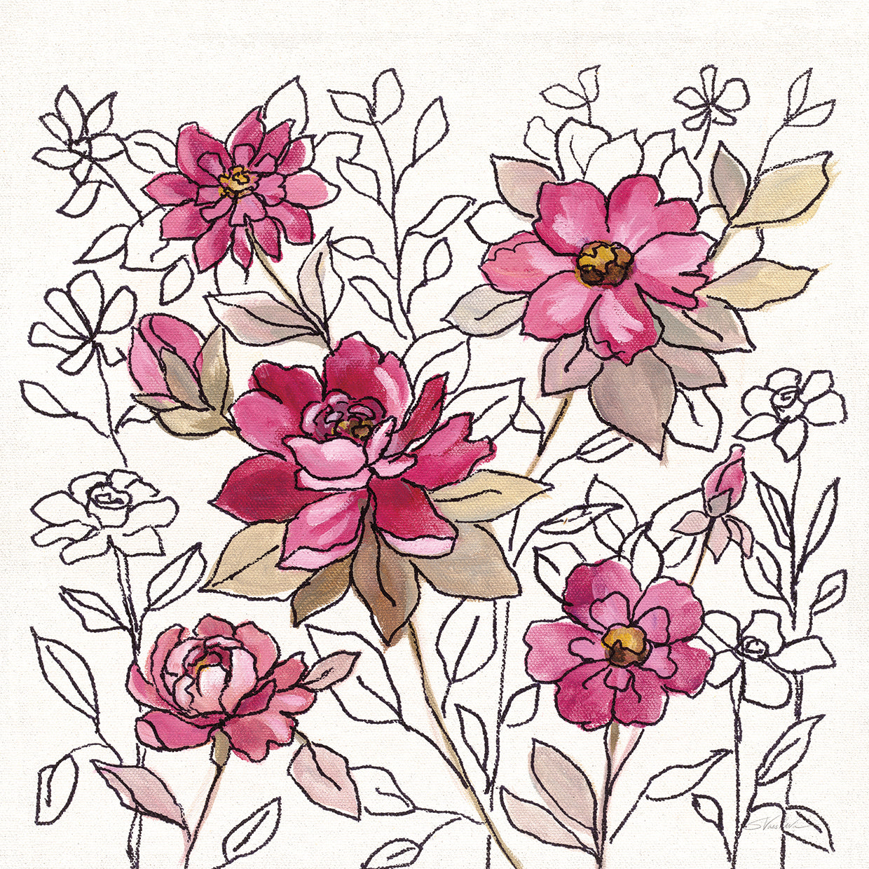 Magenta Flower Lace I by Silvia Vassileva - lowest price wall art work on large canvas & framed canvas prints