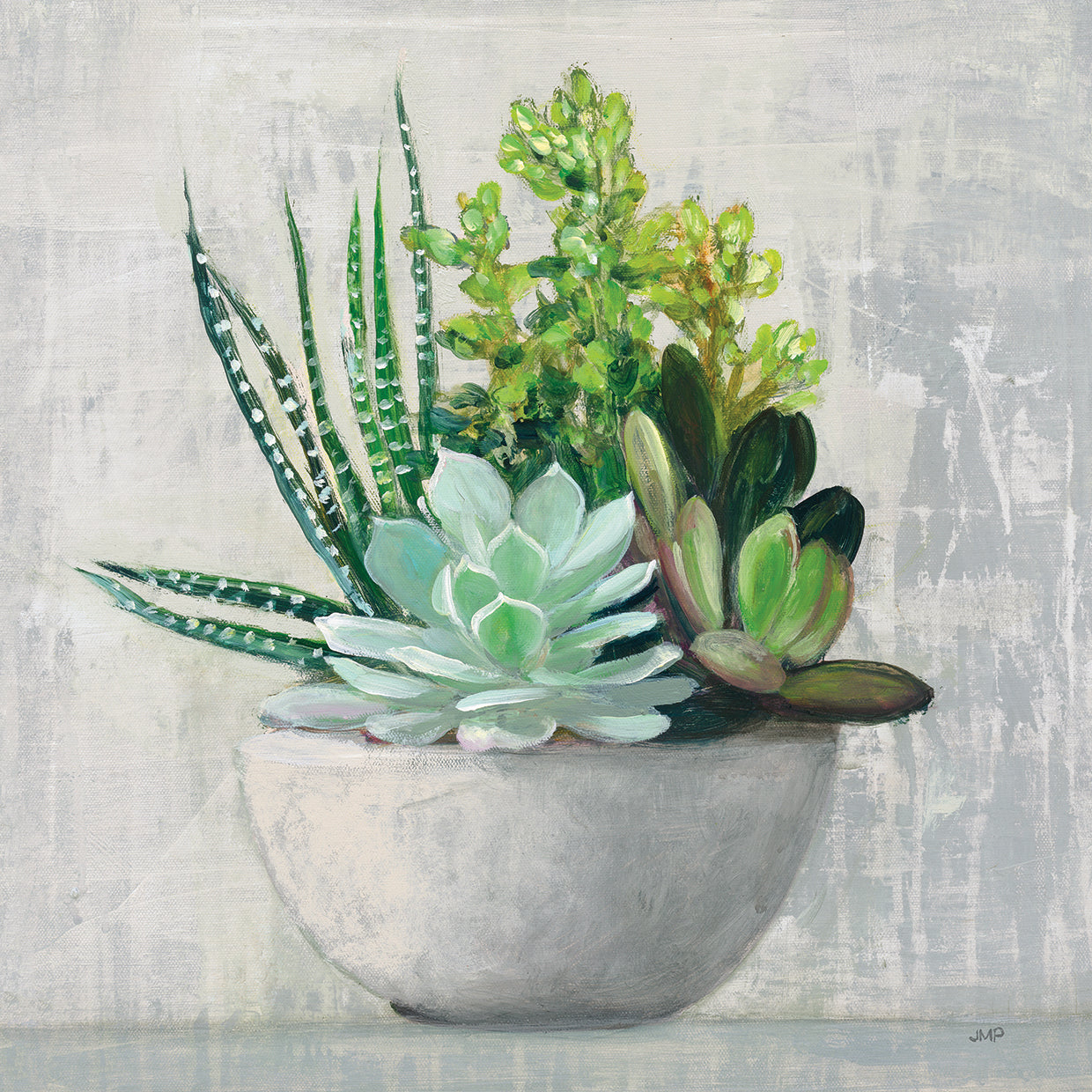 succulent plants painting Succulent Still Life II by Julia Purinton Langley Street Size: 20"H x 20"W Mat Included: No, Format: Silver Framed Canvas