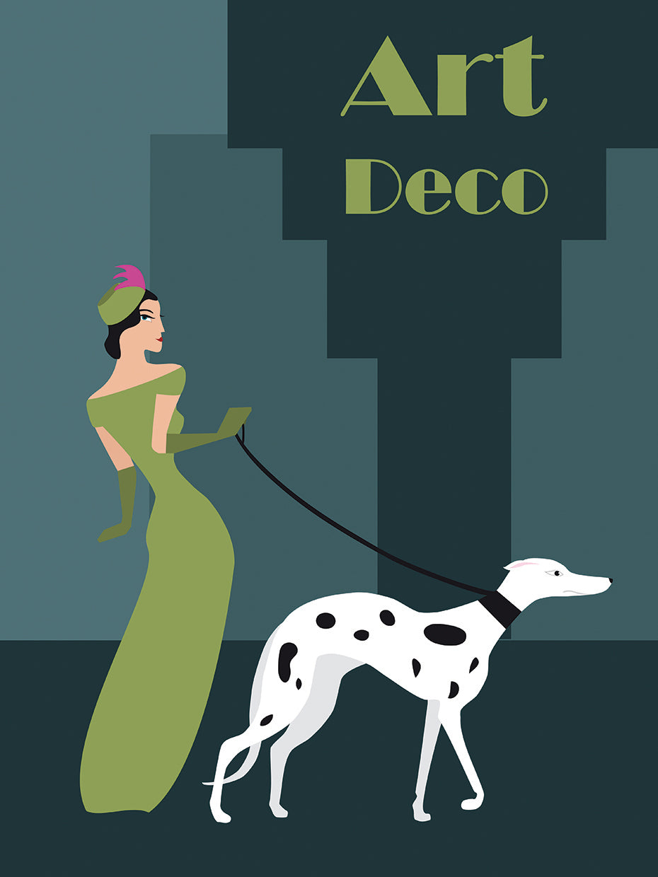 Art Deco Elegante Paseador de Perros Arte de la Lona