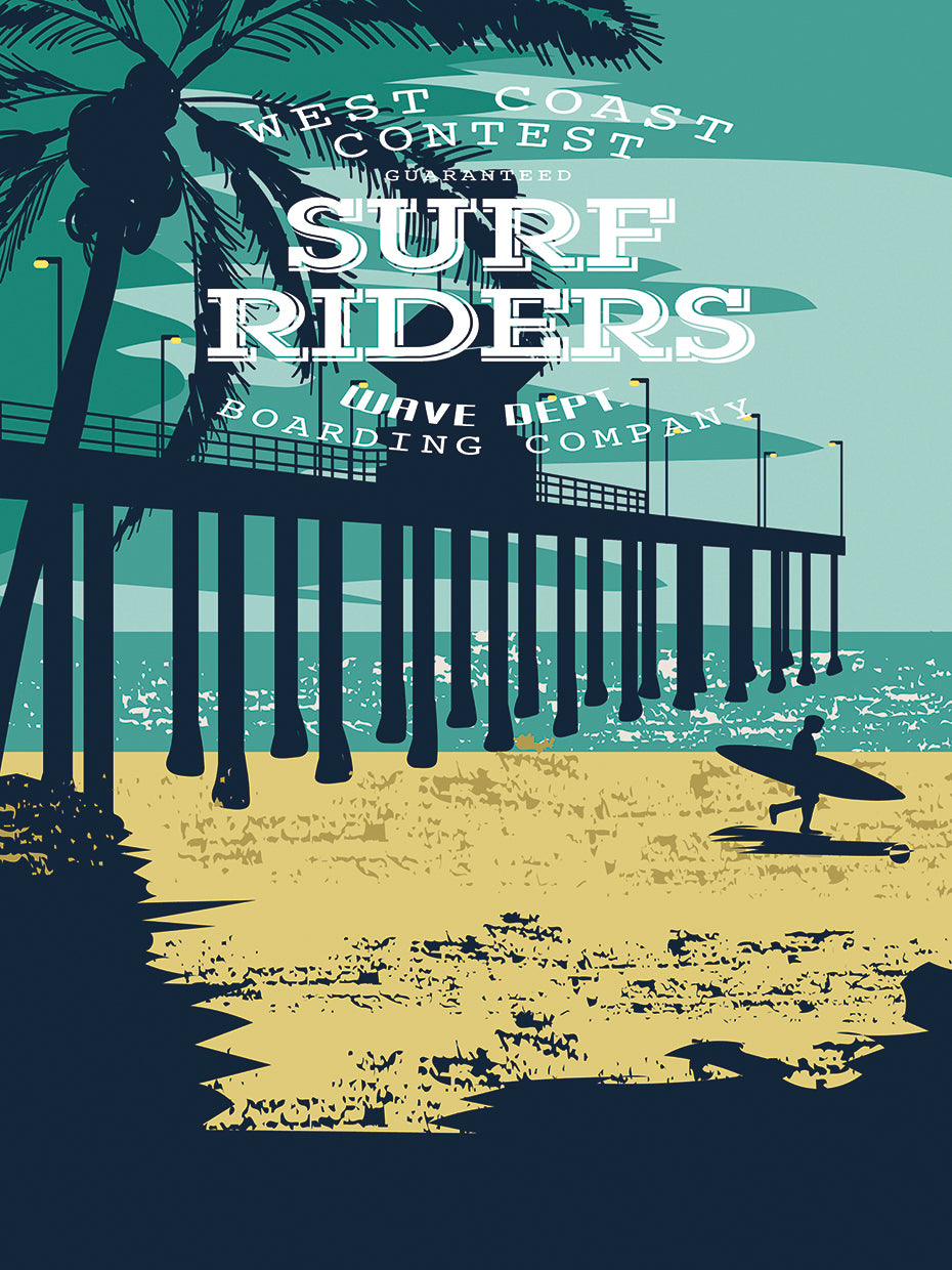 Cartel del concurso de surf de verano Arte de la lona
