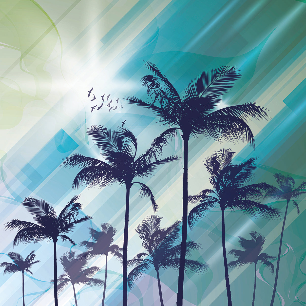 Ombre Teal Palm Trees