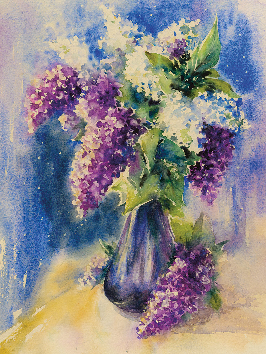 Lienzo de lilas de color morado oscuro y marfil