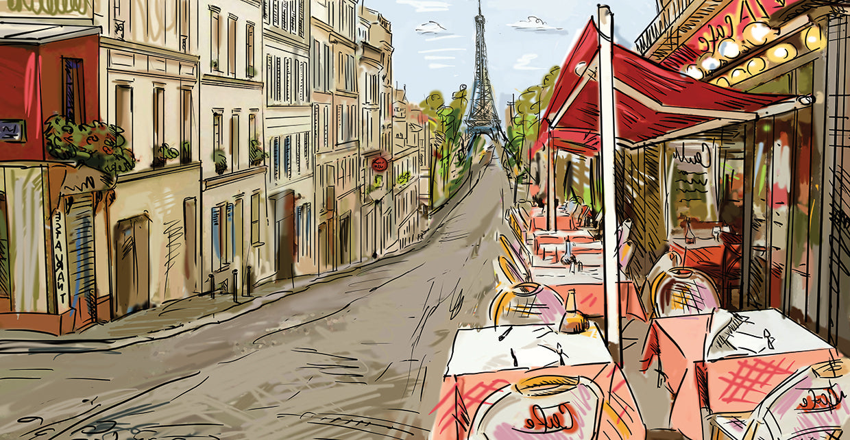 Plein Air Paris Caf Sketch