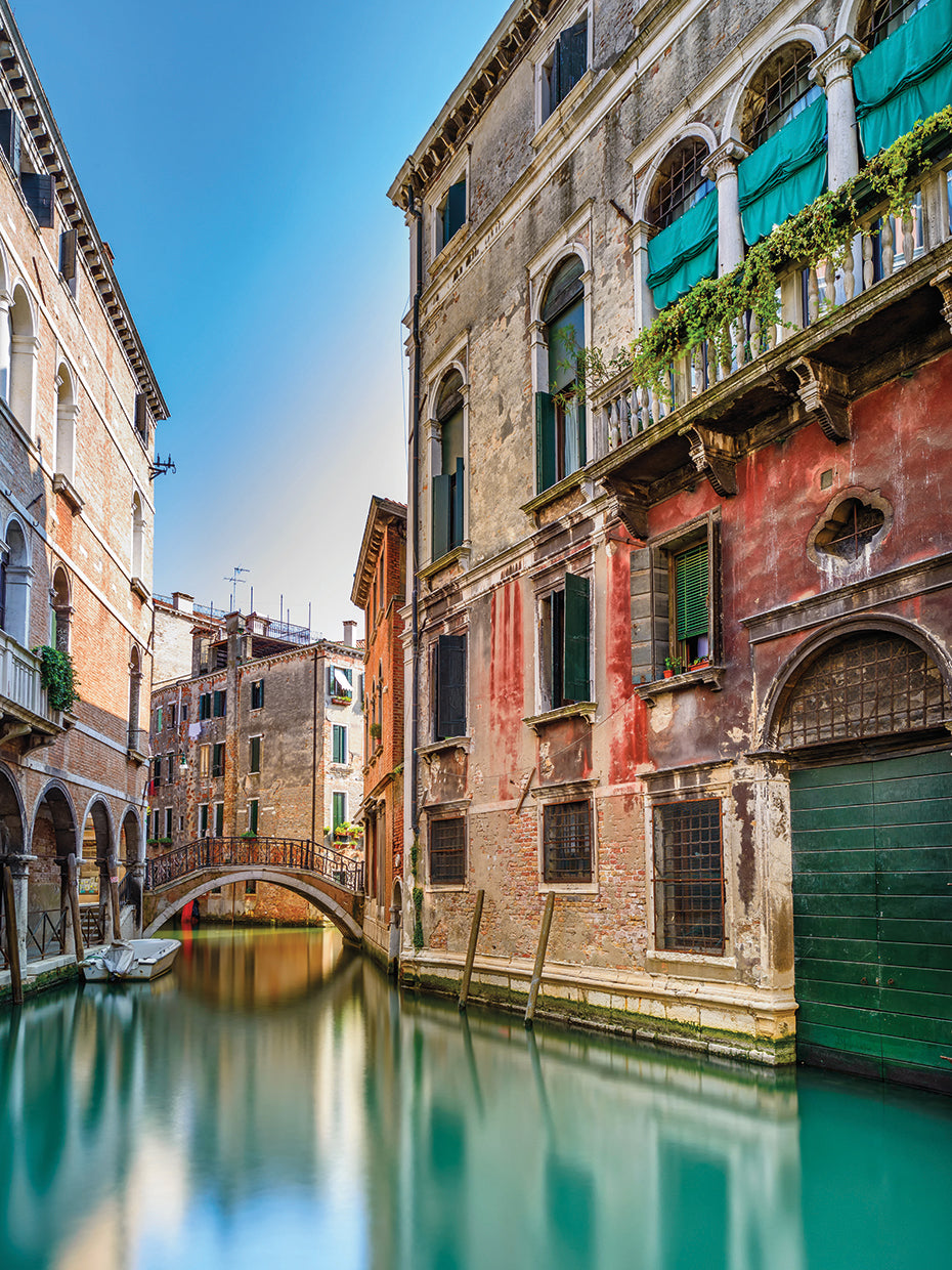 Arte de la lona del canal de Venecia verde