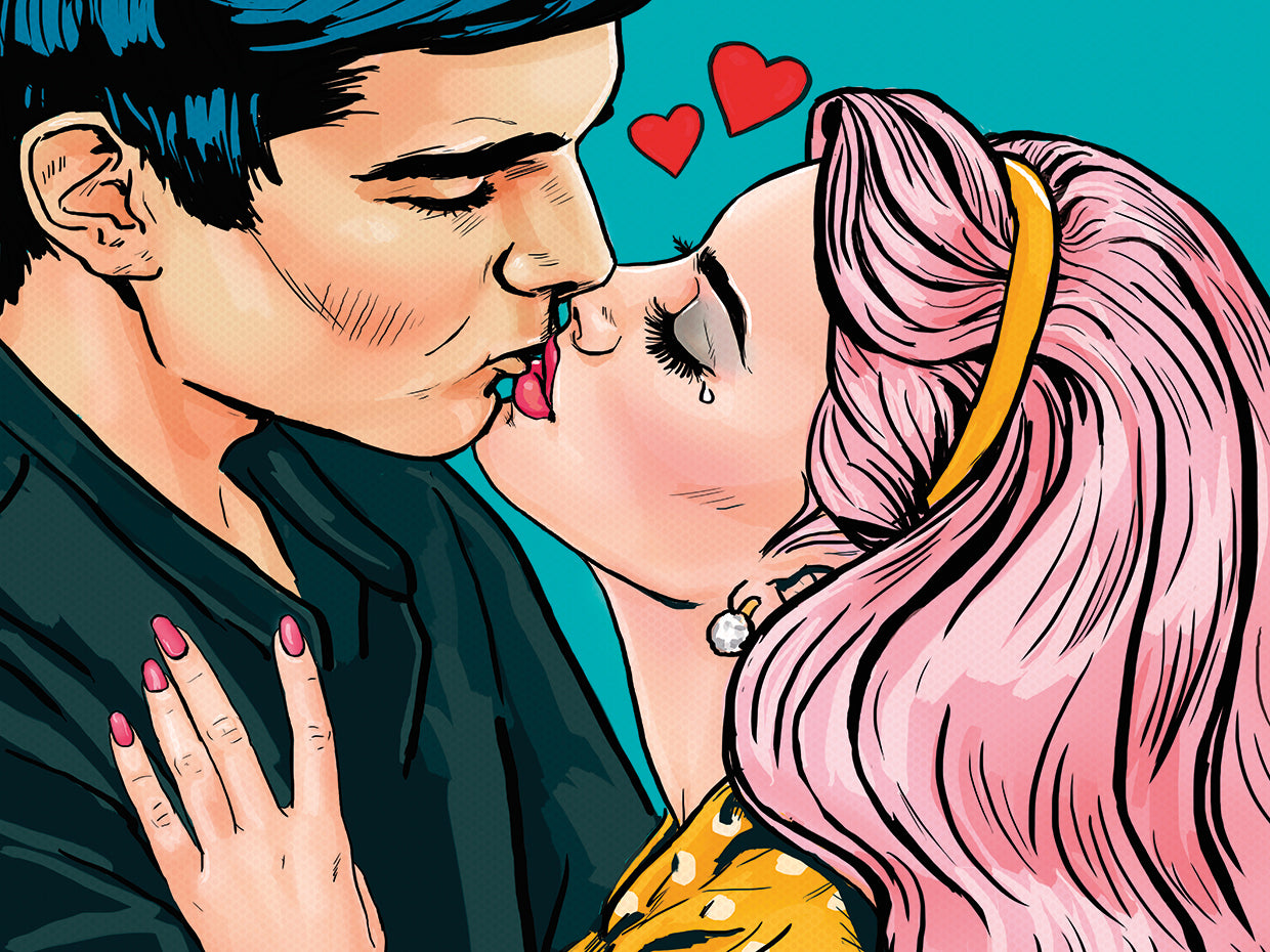 Pop Art Valentine Kiss Wall Art by DP Gallery | Fine Art Canvas