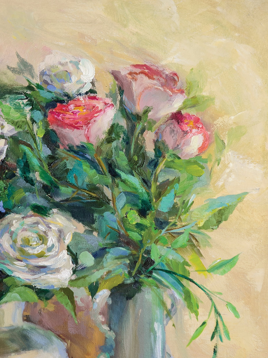 Arte de la lona de las rosas del amor del verano