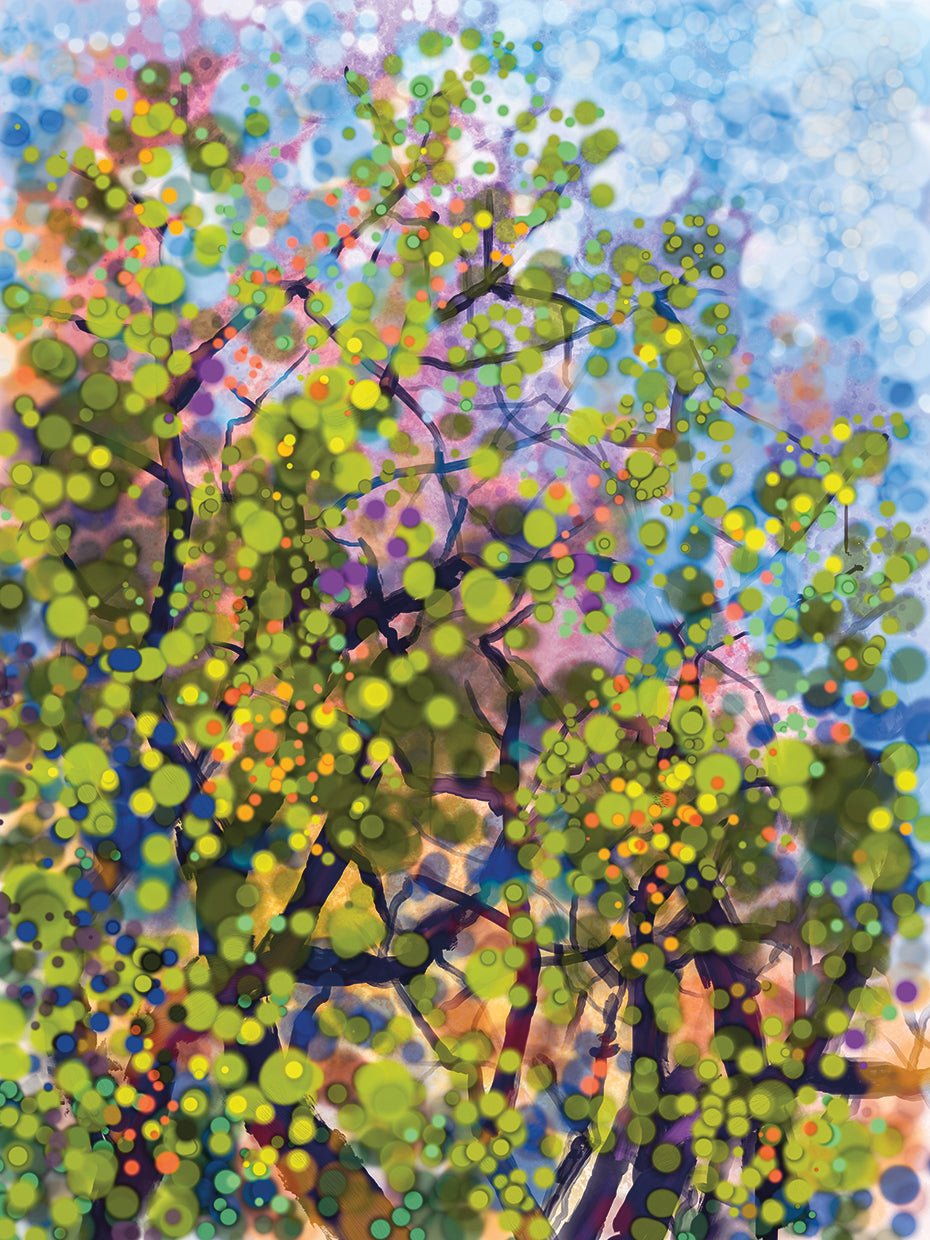 Hojas en el arte de la lona del primero de la primavera