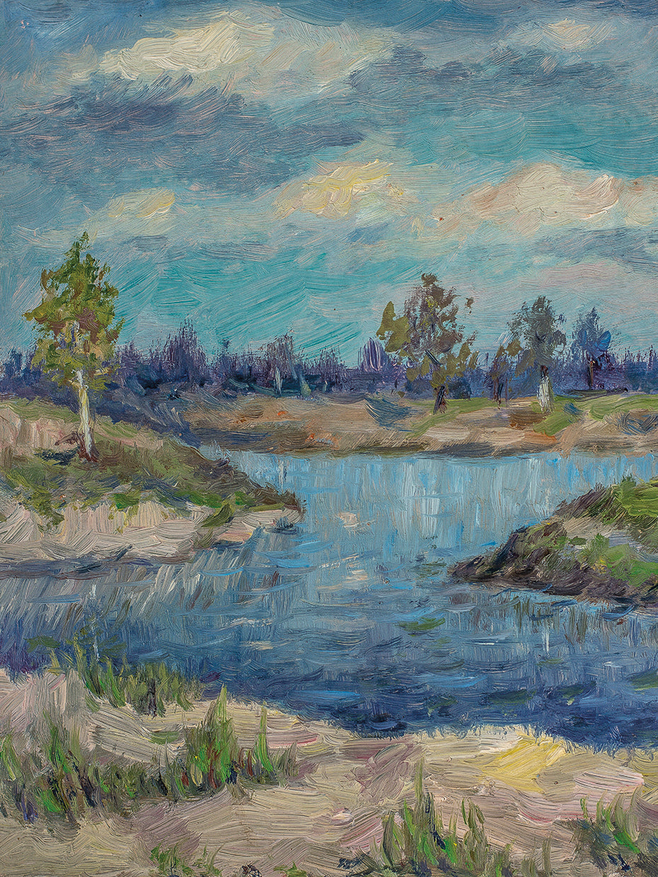Arte de la lona del lago de la serenidad del verano