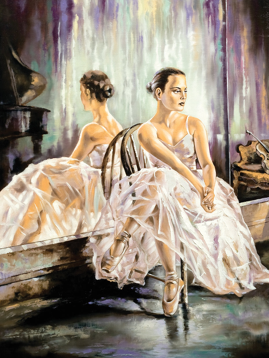 Arte de la lona de tiempo de descanso de bailarina