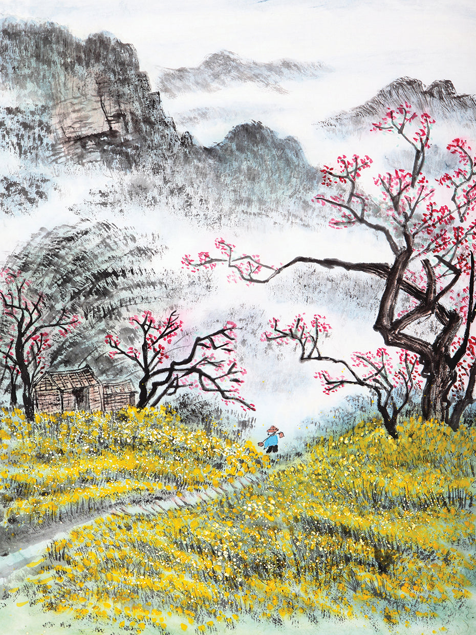 Arte de lienzo de paisaje chino tradicional