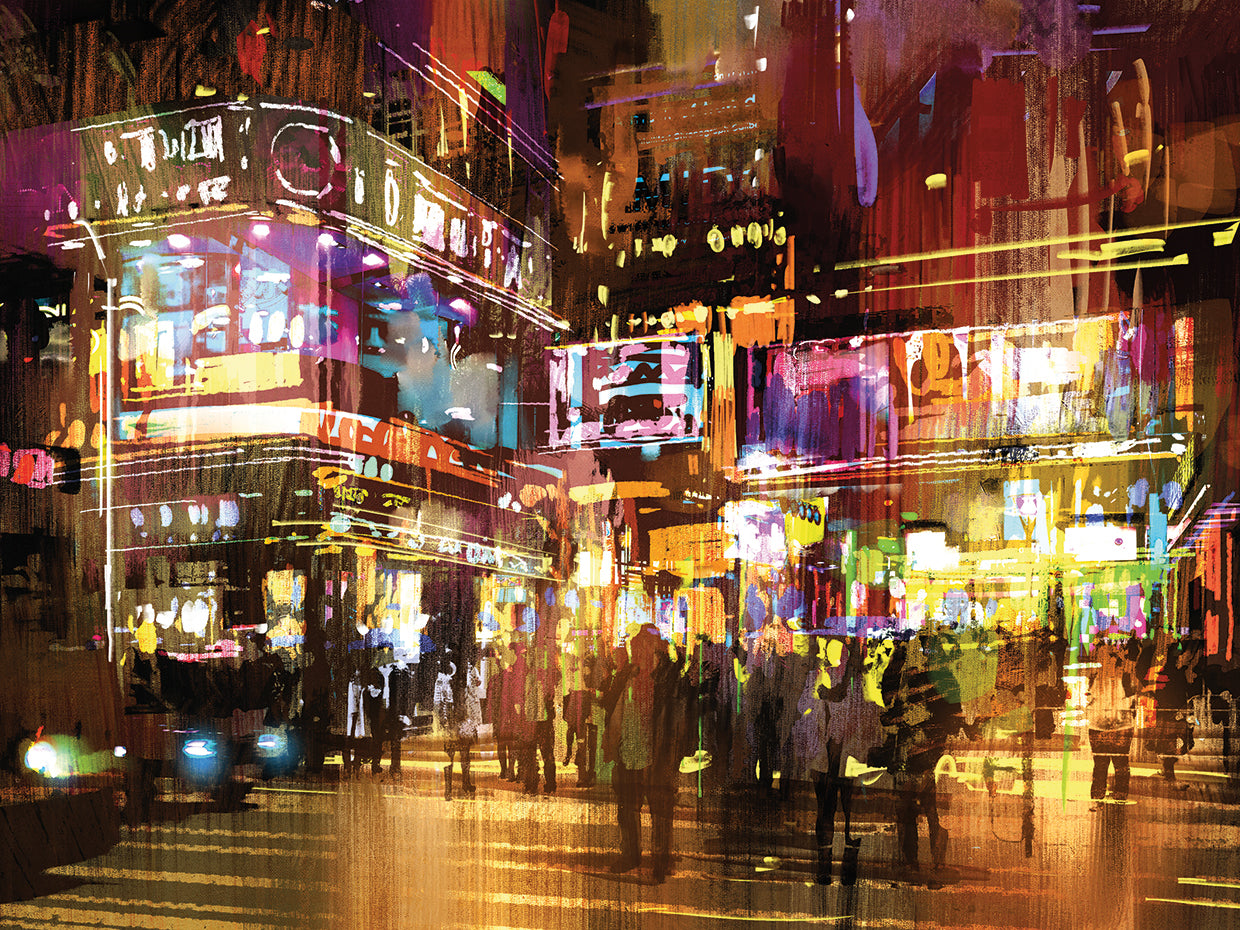 Neon Nights Reflections