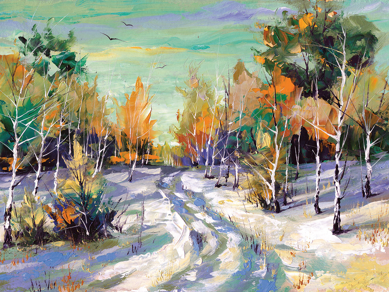 Sunny Winter Birch Path