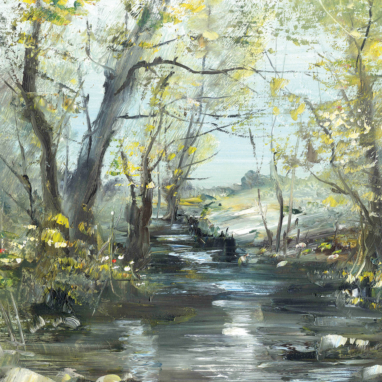 Arte de la lona del arroyo del cielo azul pálido