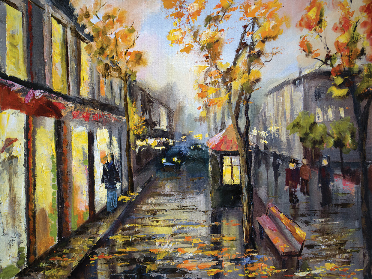 Autumn Rainy Night Reflections