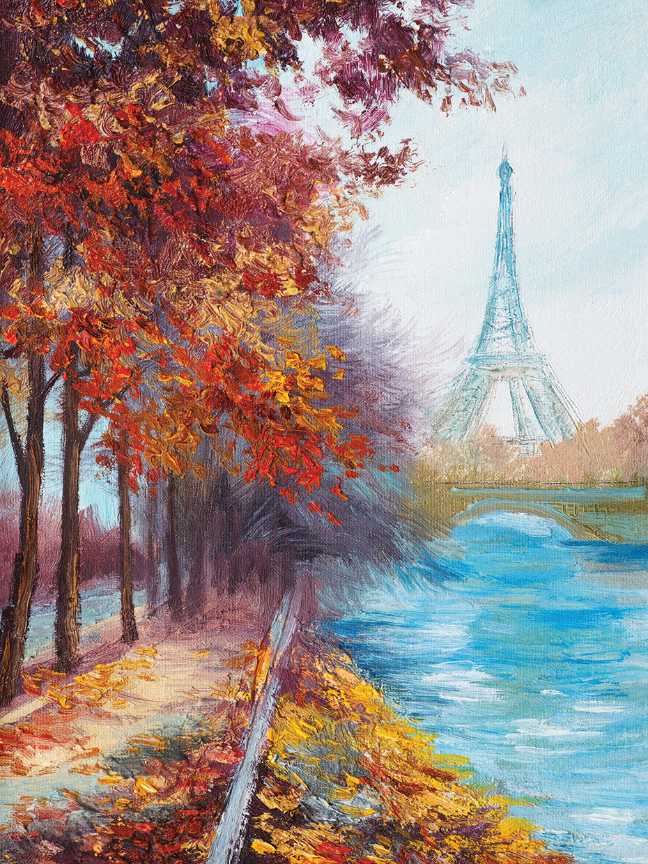 Arte de la lona de la torre Eiffel de la niebla del otoño