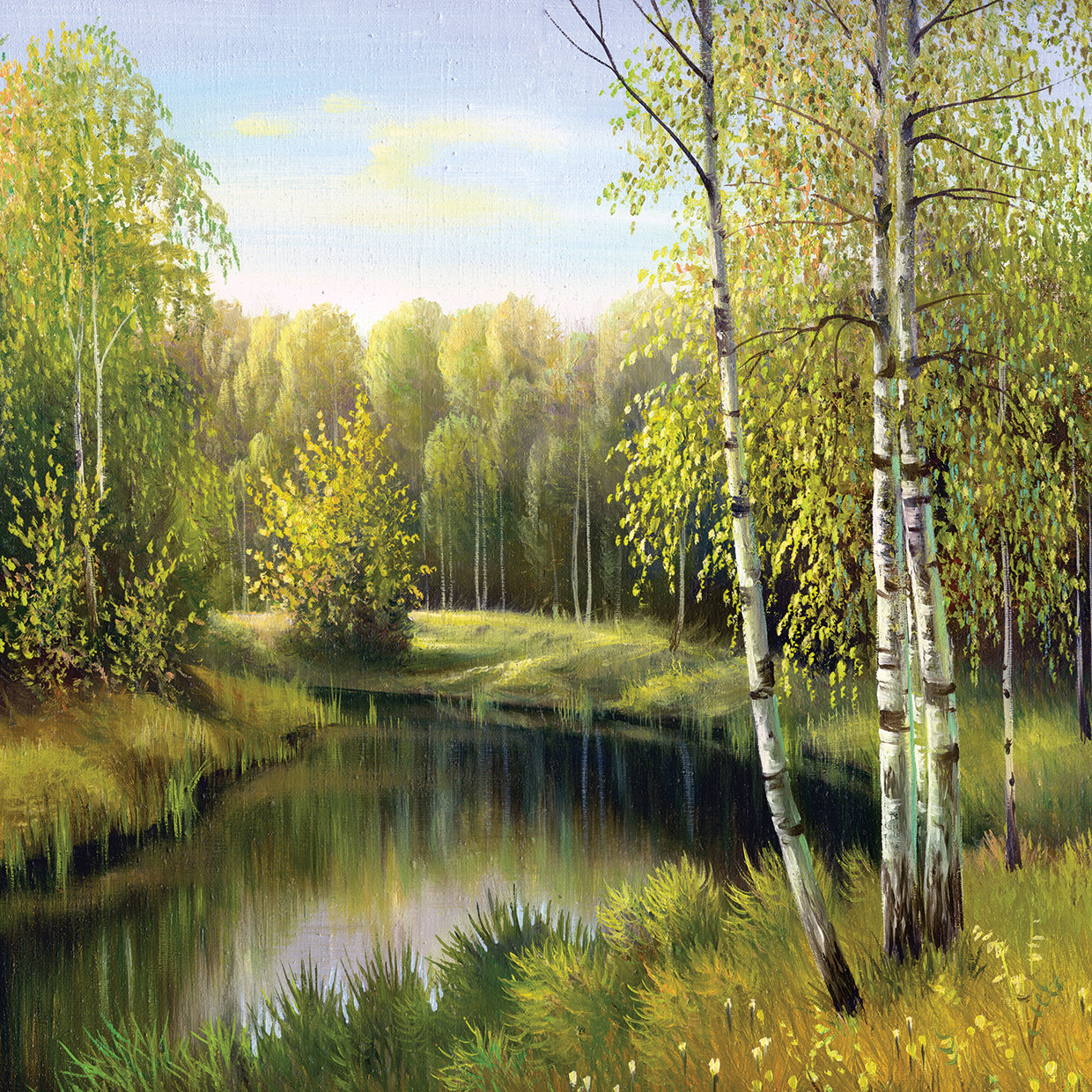 Green Gold Birches