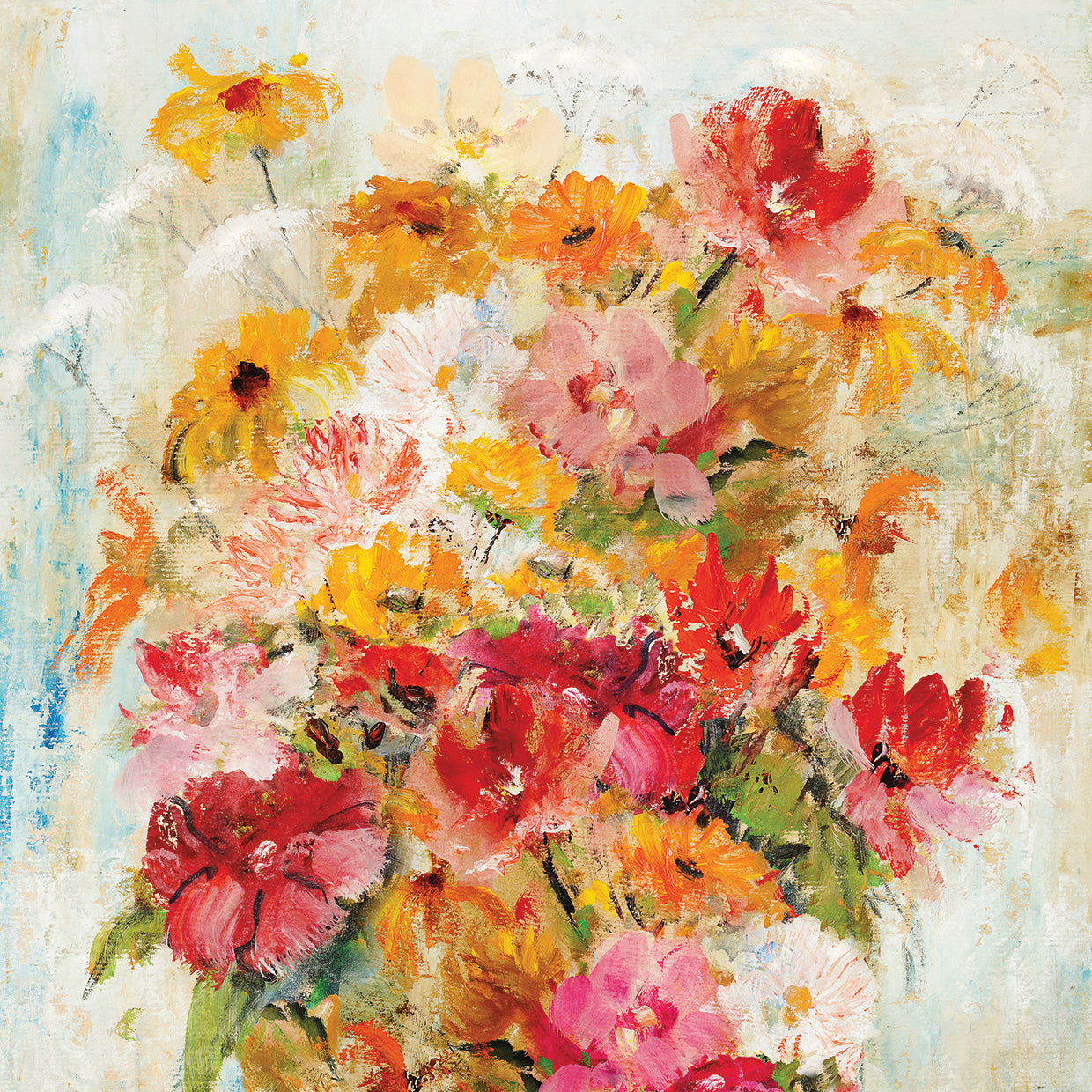 Arte de la lona de las flores de Brushy de la danza feliz