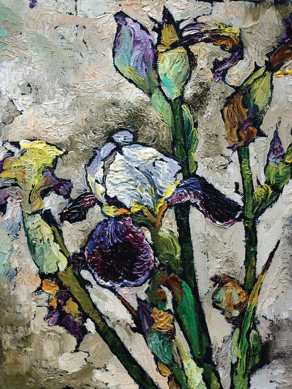 Art Nouveau pintado Iris lienzo arte