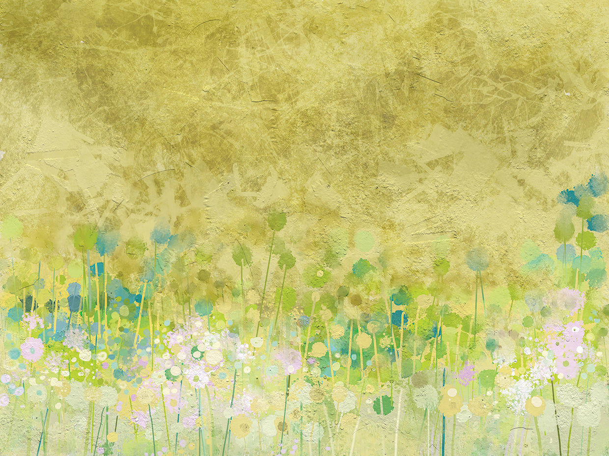 Arte de lienzo de abstracción de campo de flor suave