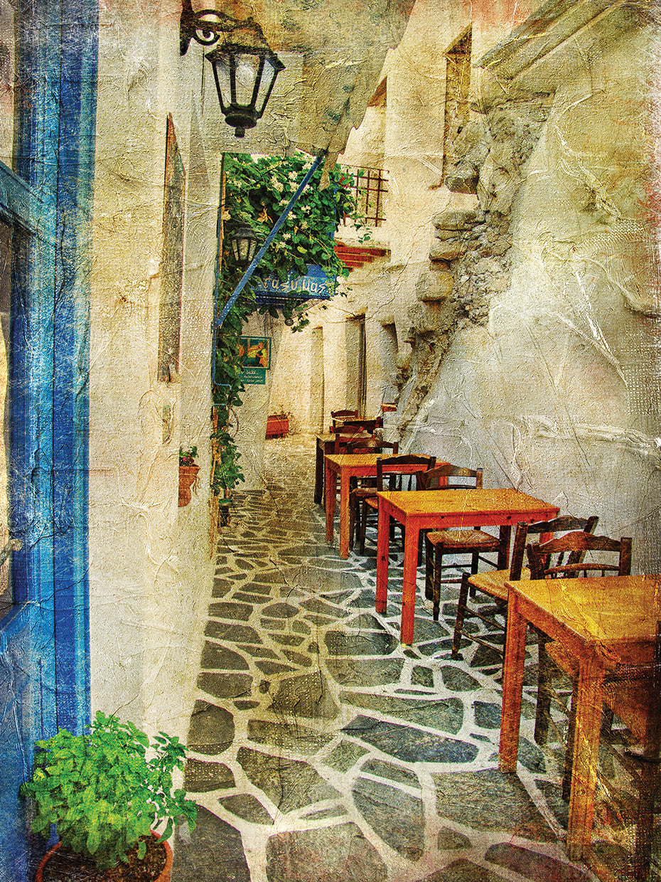 Cuadro en lienzo Hora de la cena en Grecia