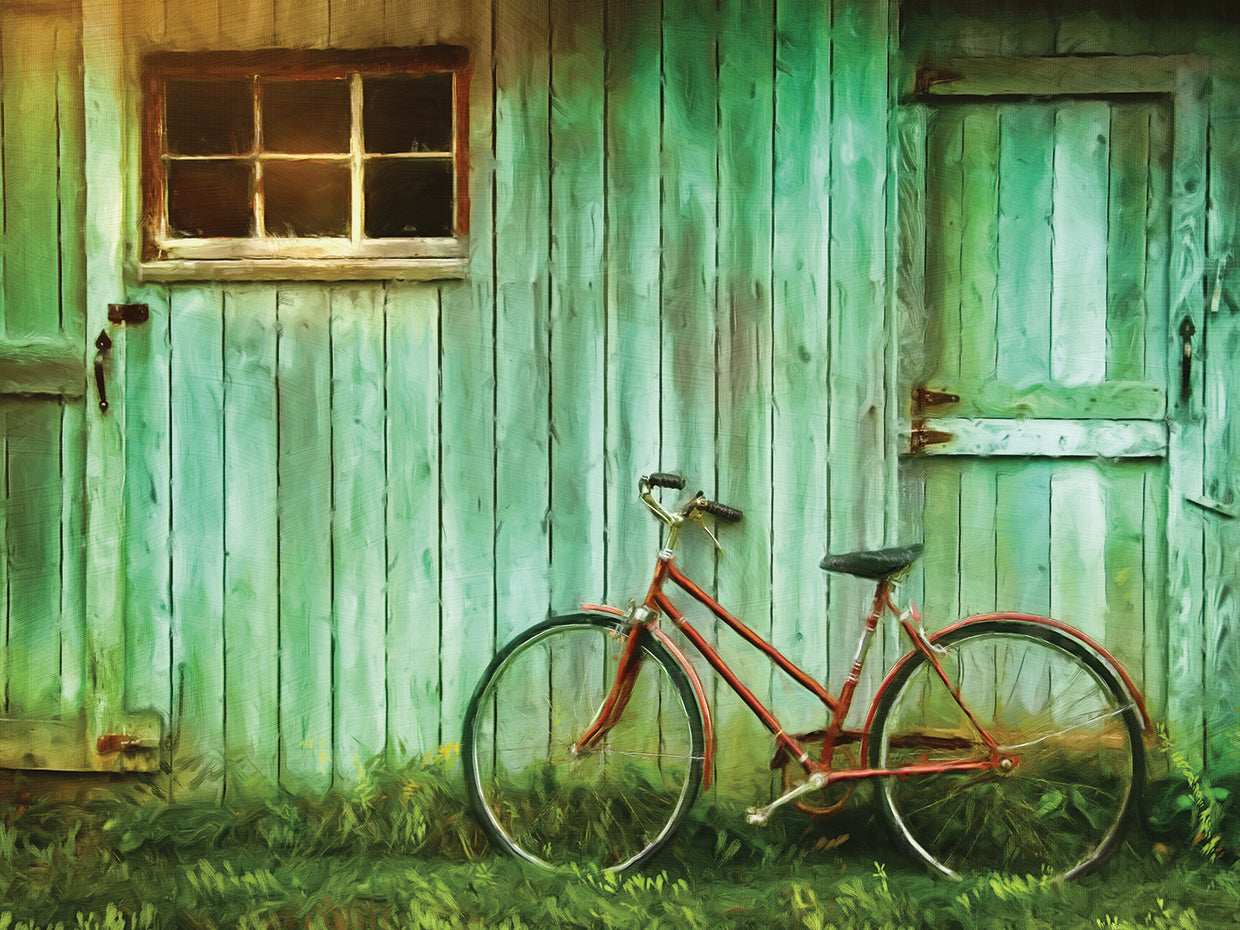 Vintage Green Barn Bicycle