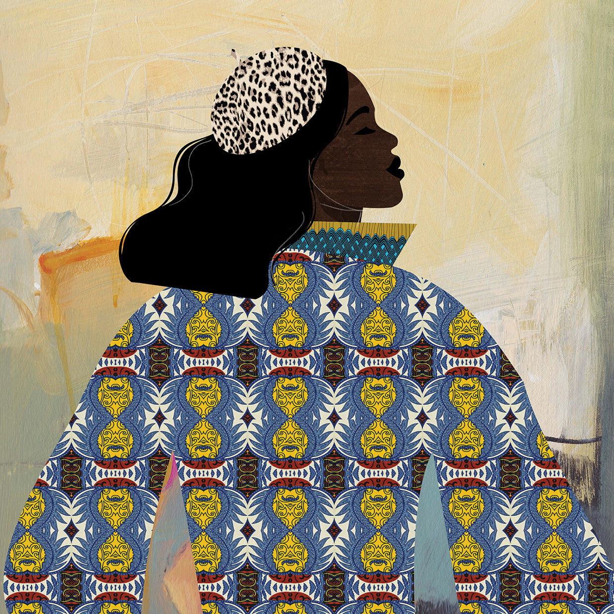 Girlie with Gold - highest quality handcrafted wall art work on large canvas & framed canvas prints by Nikki Chu