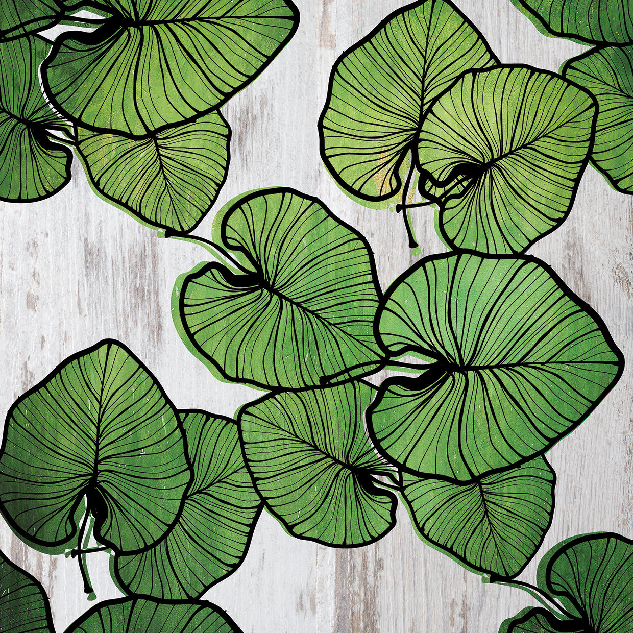Green Leaves - highest quality handcrafted wall art work on large canvas & framed canvas prints by Nikki Chu