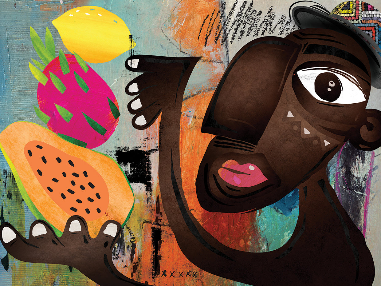 Melon Man - highest quality handcrafted wall art work on large canvas & framed canvas prints by Nikki Chu