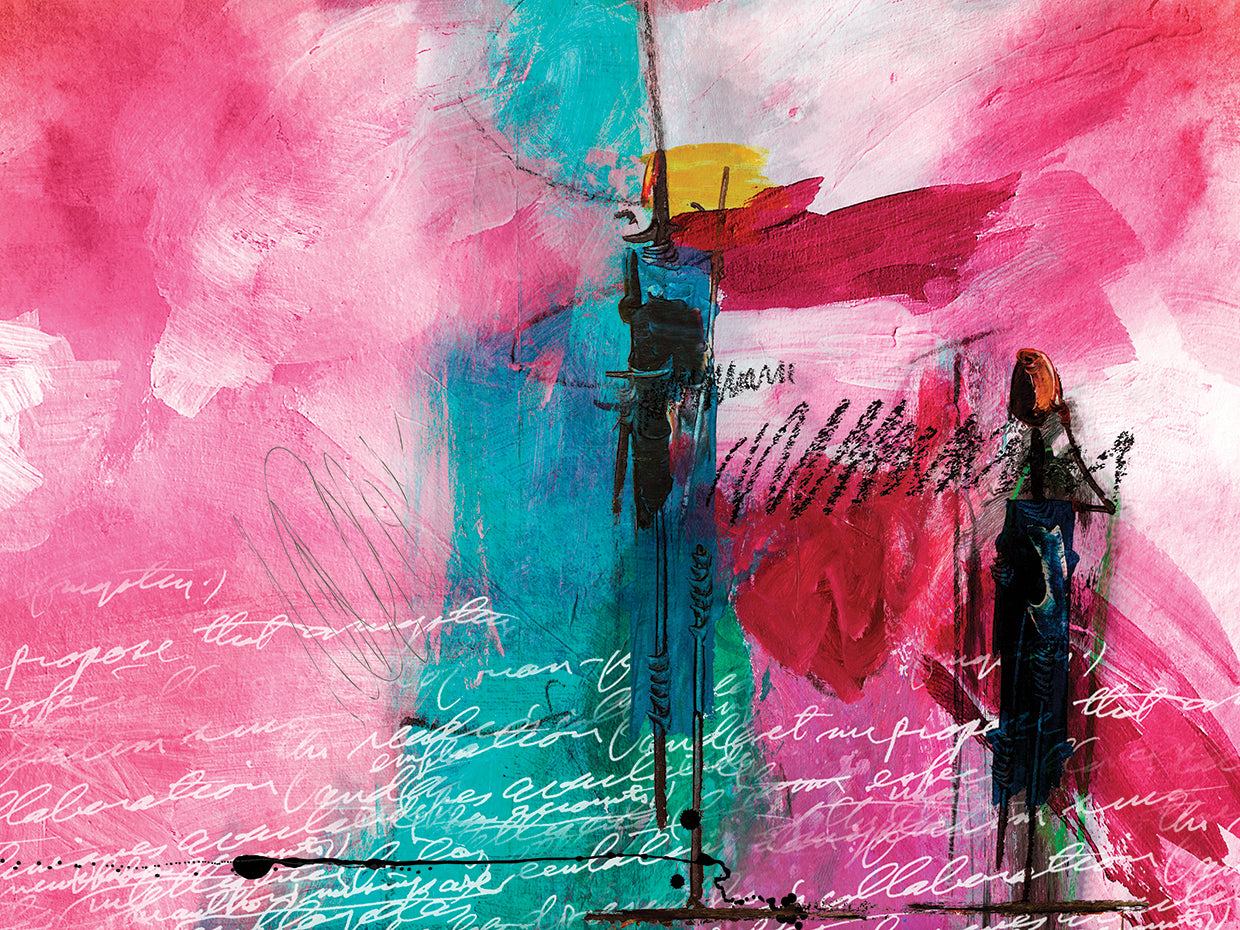 Pink Abstract 3 - highest quality handcrafted wall art work on large canvas & framed canvas prints by Nikki Chu