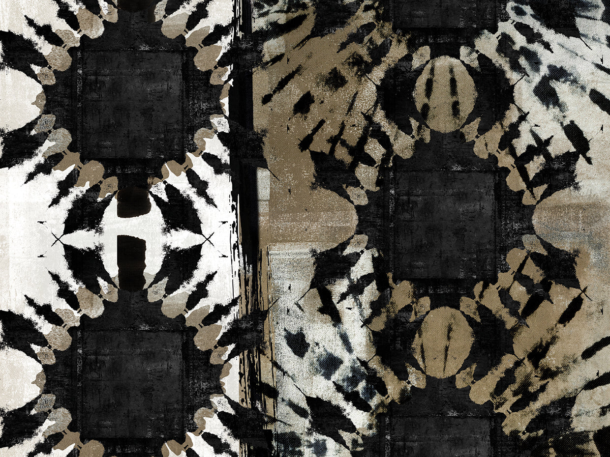 Tribal Flower Neutral Horizontal - highest quality handcrafted wall art work on large canvas & framed canvas prints by Nikki Chu