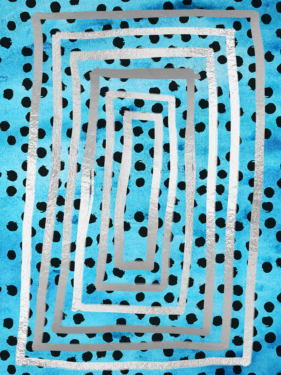 Dot Maze Blue handcrafted art work on canvas or framed canvas prints by Nikki Chu