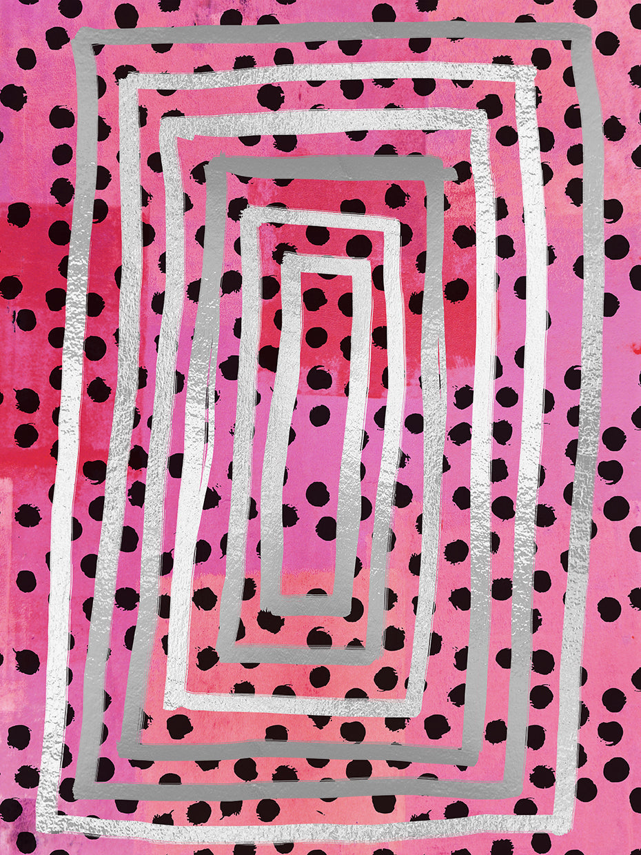 Dot Maze Pink handcrafted art work on canvas or framed canvas prints by Nikki Chu
