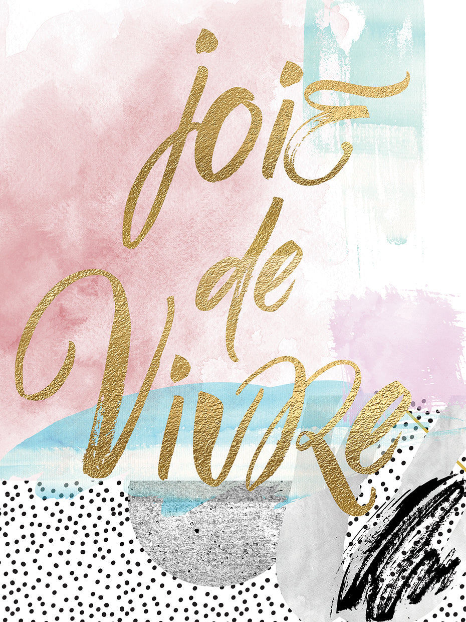 Joire de Vivre Gold handcrafted art work on canvas or framed canvas prints by Nikki Chu