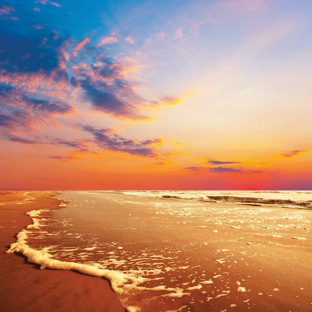 Golden Surf Sea Sunset