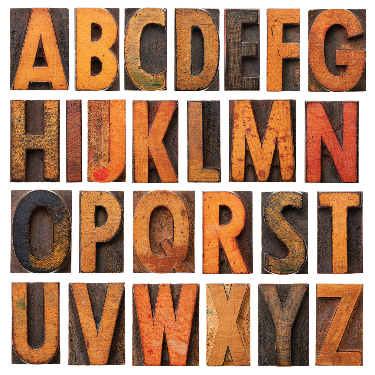 Vintage Wood Patina Alphabet