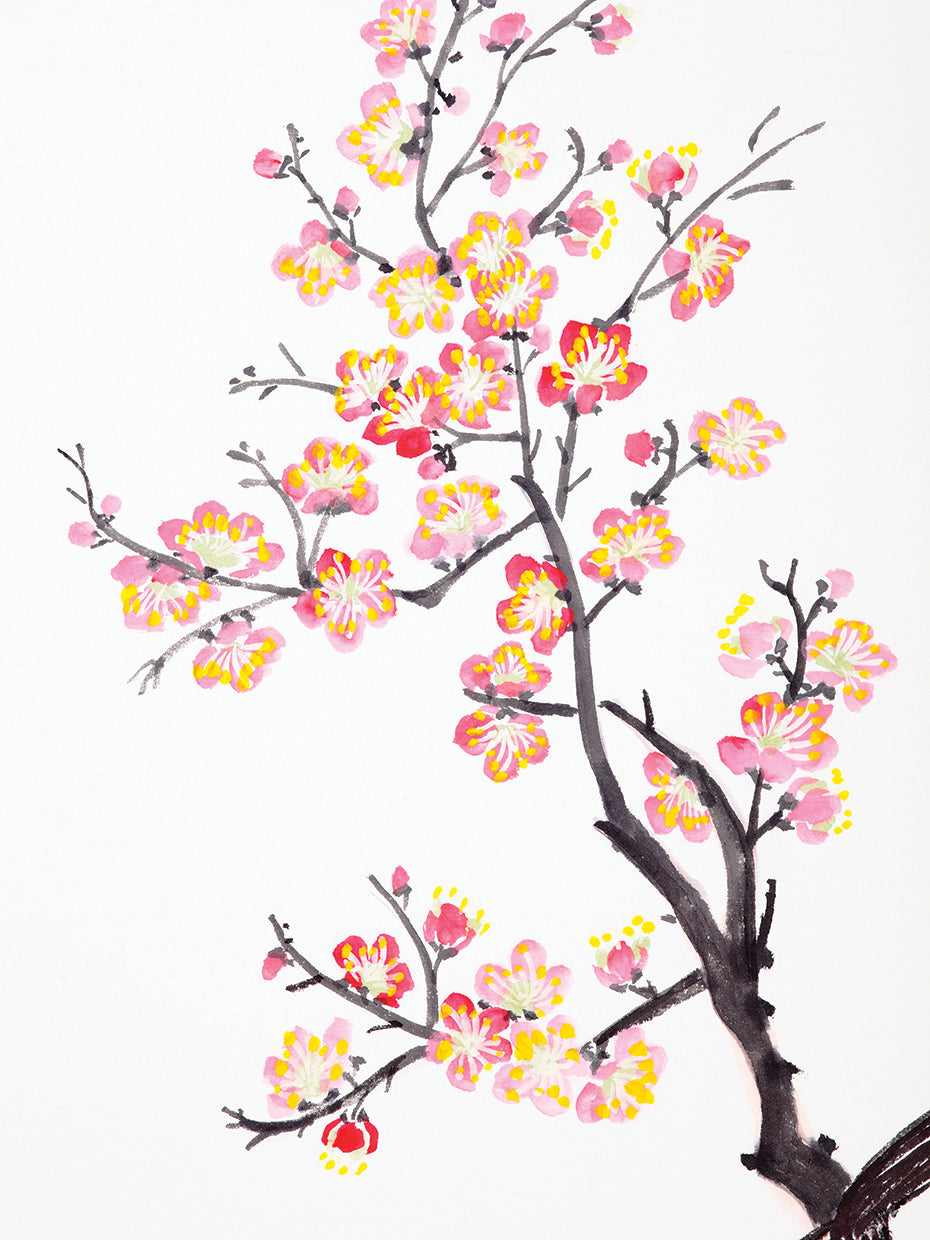 Arte de la lona de la flor del ciruelo de la primavera prístina