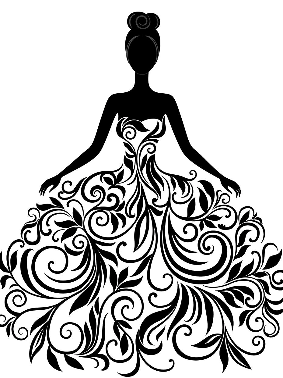 Elegant Garden Swirl Gown