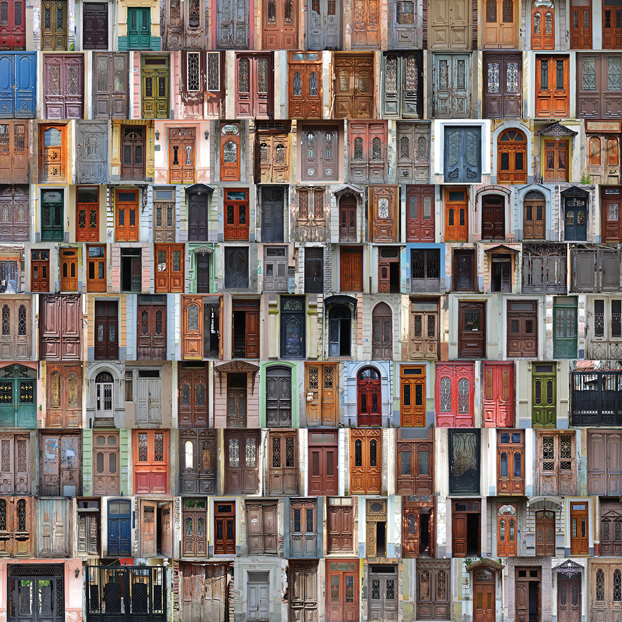 Arte en lienzo con patrón de puerta del Viejo Mundo