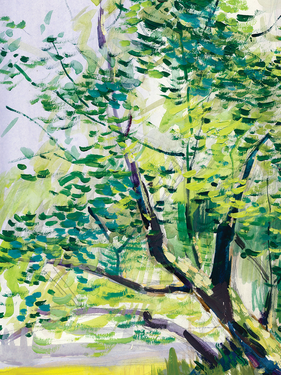 Arte de la lona de los verdes frondosos del verano
