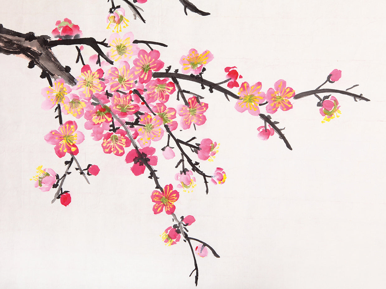 Arte de la lona de las flores del ciruelo de la primavera de la suerte