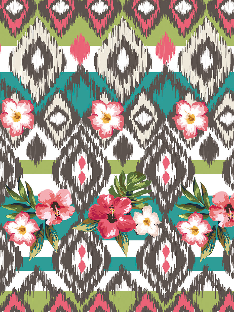 Arte de la lona del patrón tribal floral tropical