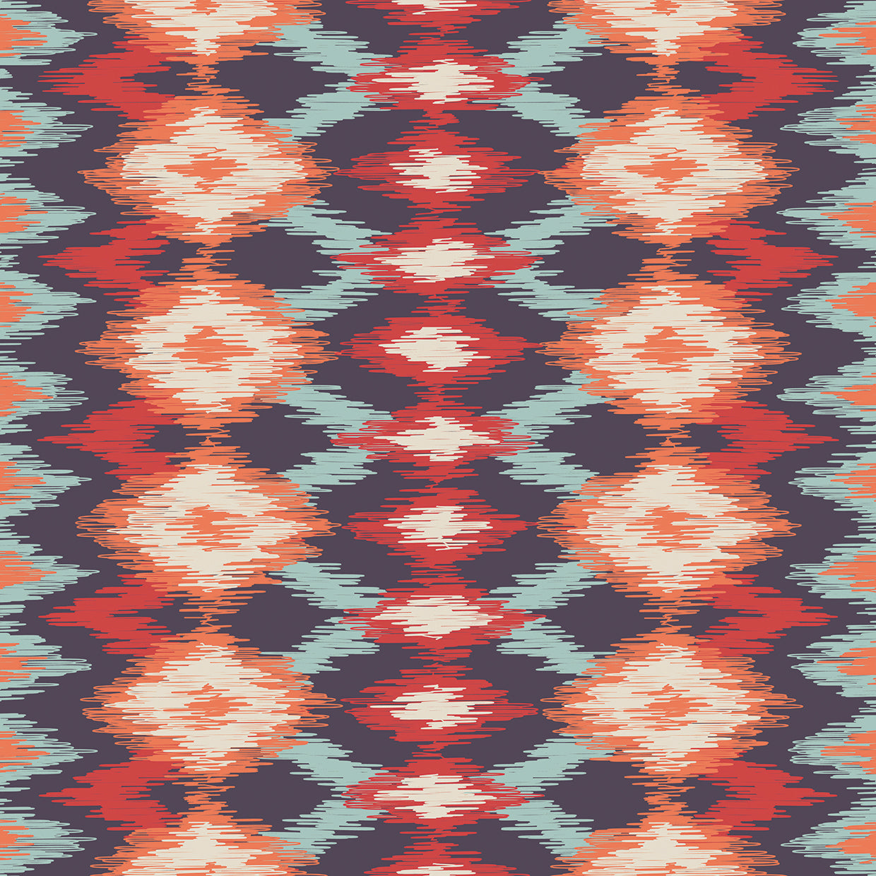 Patrón de filas de diamantes Ikat Arte de la lona