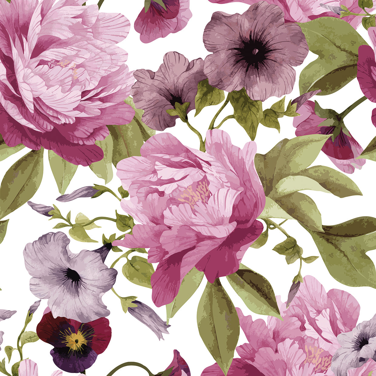Arte en lienzo con estampado floral de un montón de morados