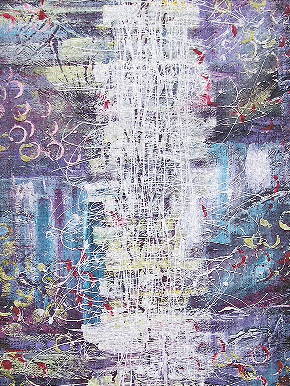 Arte en lienzo con patrón de cascada violeta azul
