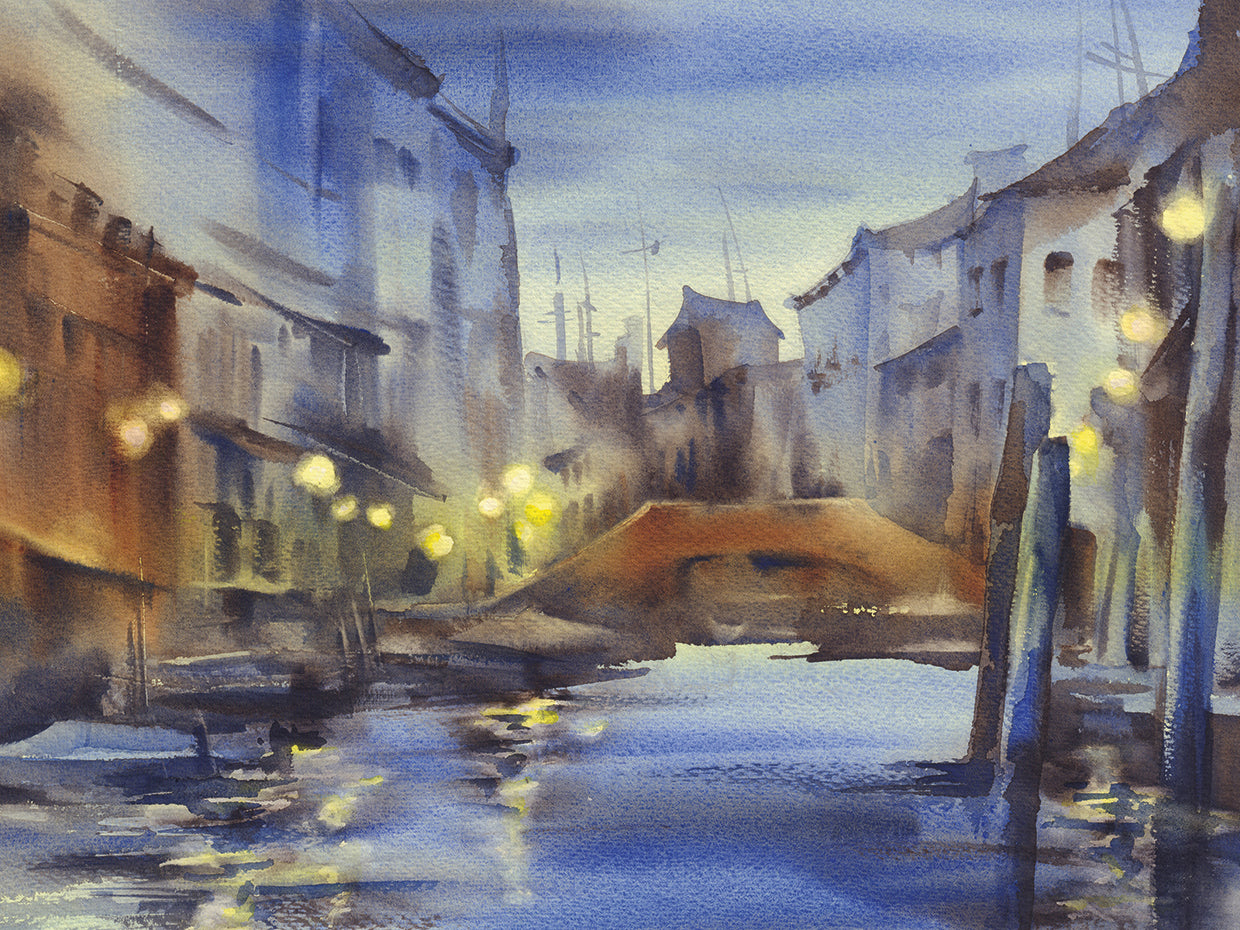 Lienzo suavemente lavado en colores venecianos