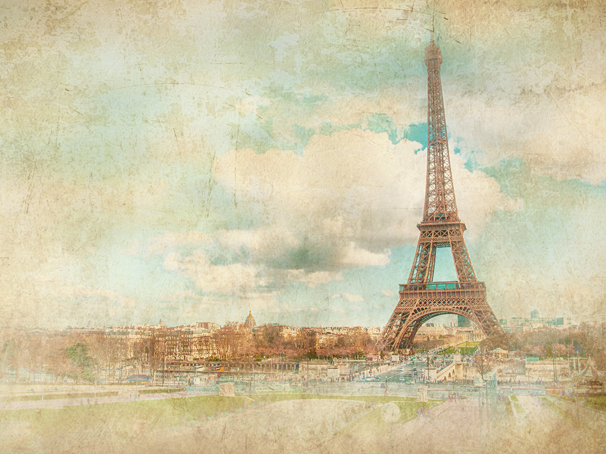 Torre Eiffel descolorida vintage Lienzo