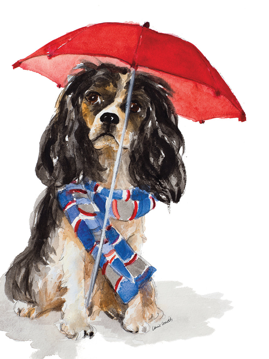 King Charles Spaniel bajo la lluvia Lienzo