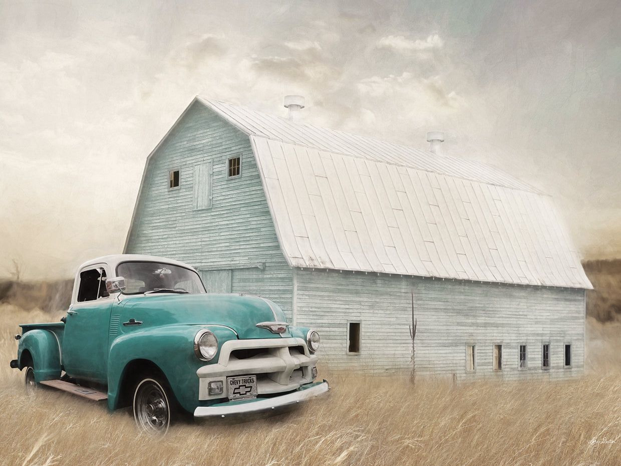 Teal Barn and Truck